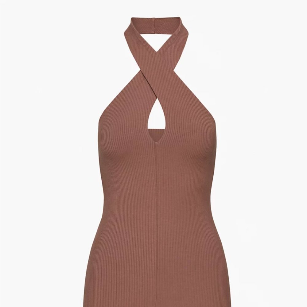 Wilfred Bay Dress Bodycon Halter dress in brown